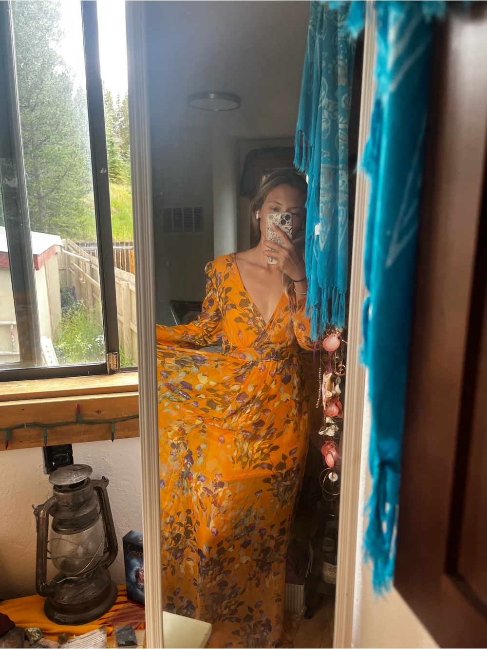 Windsor Mustard Yellow Floral Wrap Maxi Dress - Picture 2 of 3